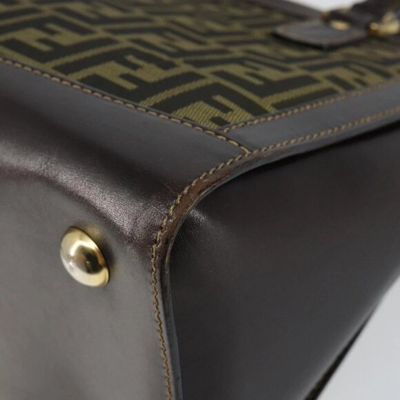 FENDI Zucca Canvas Hand Bag Black Brown Auth 144377 - Picture 5 of 16